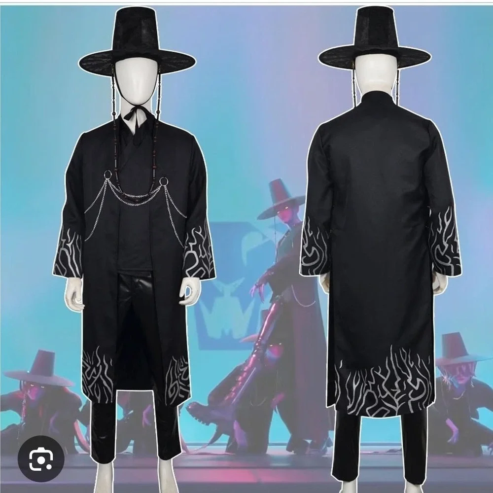 NWT KP0P Demon Costume Hunters Saja Boys Grim Reaper Black Outfit, Boys Cosplay